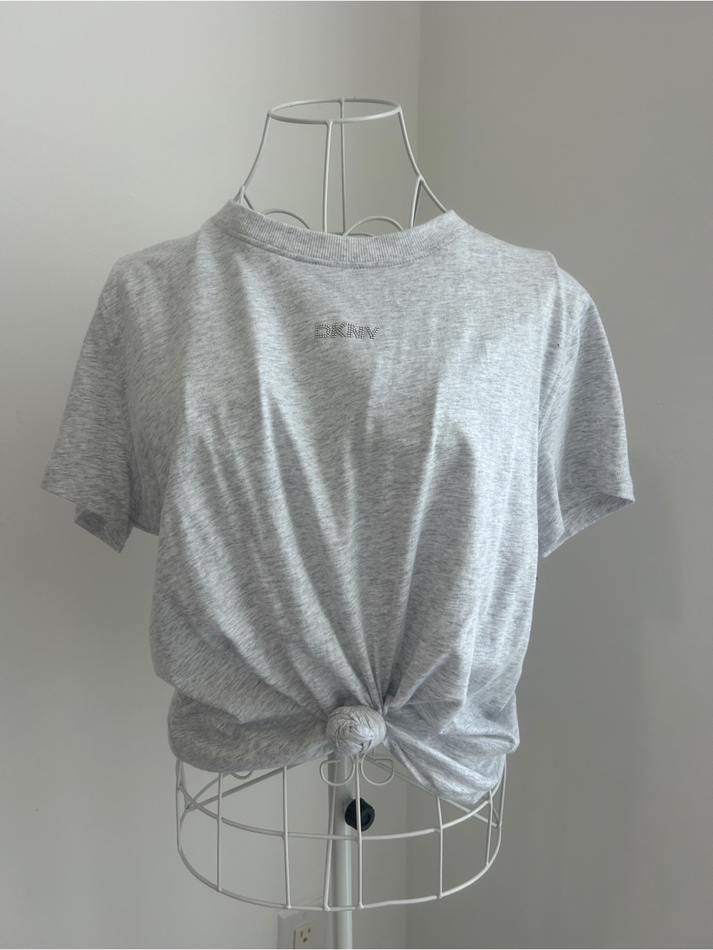 DKNY Rhinestone Logo Front-Knot Tee